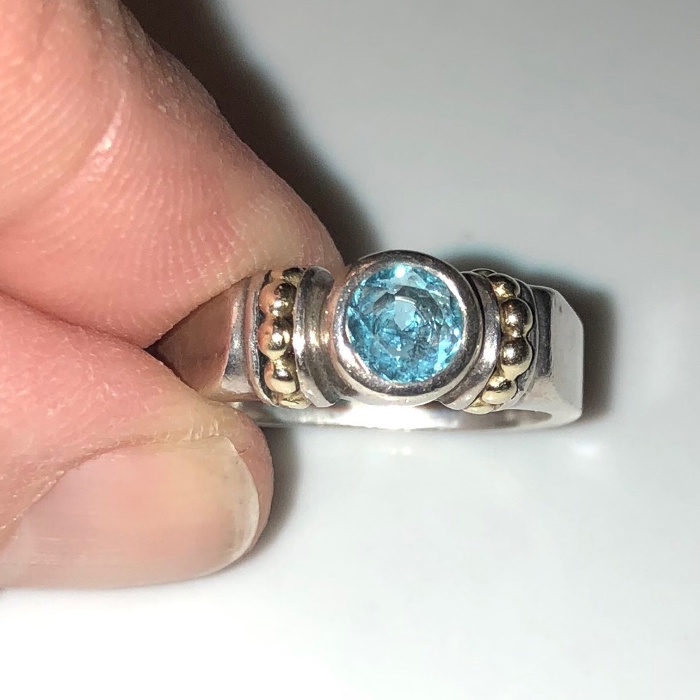 Lagos Caviar collection Blue topaz ring